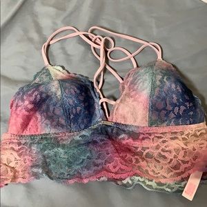 Pastel colored bralette.